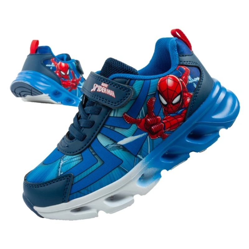 Leomil children's sports shoes Spiderman sneakers lightweight with velcro LED blue Leomil