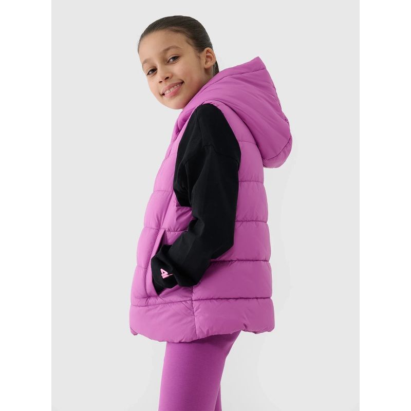 Girls' down vest with synthetic filling 4F 4FJWSS25TVJAF166-50S *Kategoria tymczasowa Your Sports Performance