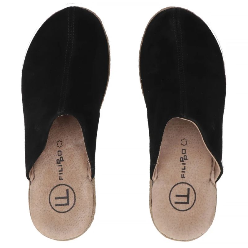 Black leather wedge sandals Filippo DK7567