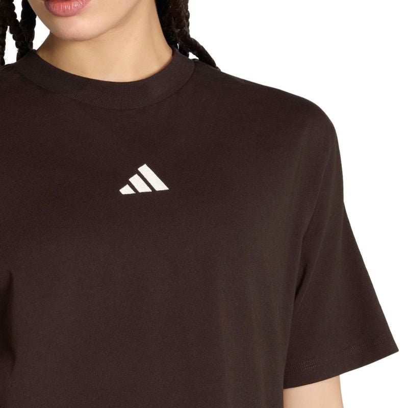Women's adidas Essentials 3-Stripes Boyfriend T-shirt Dark Brown KX0794