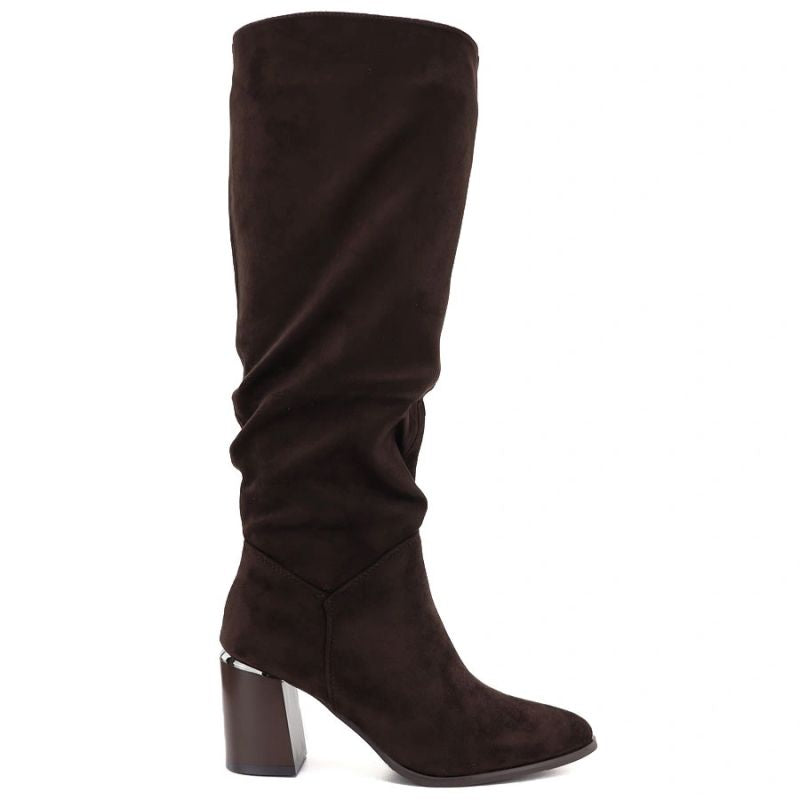 Women’s chocolate brown block-heel boots Jezzi MR2623-7