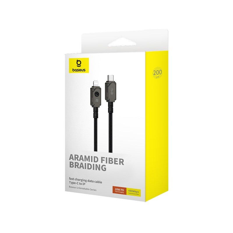 Baseus Unbreakable USB C-IP Cable 20W 2m (Black) In preparation Your Sports Performance