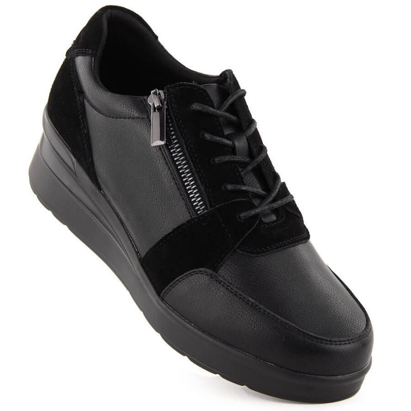 Sergio Leone PB236-S women's leather wedge sneakers, black Footwear Your Sports Performance