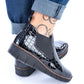 Rieker W R474 snakeskin leather ankle boots black
