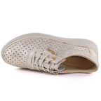Women's leather openwork wedge shoes, gold, Vinceza 79603 To be categorized Your Sports Performance