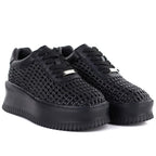 Women's sneakers on the platform, openwork, black Goe TT2N4043 Goe