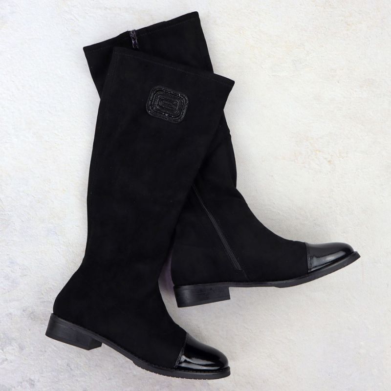 Women's patent suede boots, black, M.Daszyński MR2251-19 Footwear Your Sports Performance