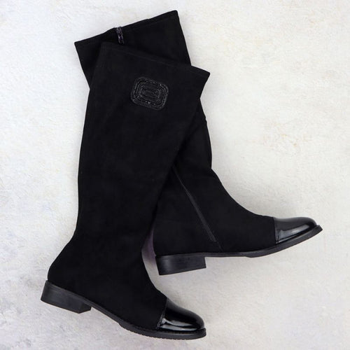 Women's patent suede boots, black, M.Daszyński MR2251-19 Footwear Your Sports Performance