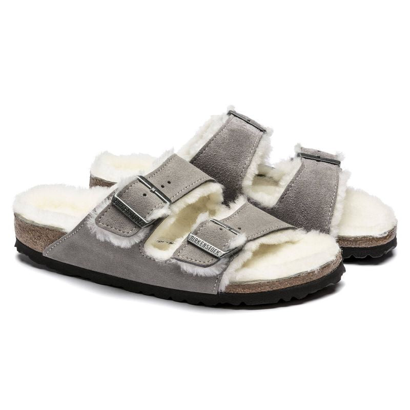 Birkenstock Arizona Shearling Stone Coin Women's/Men's Insulated Flip-Flops Suede with Lambswool Regular Wide (1017402) Footwear/Lifestyle/Birkenstock/Klapki/chodaki Birkenstock