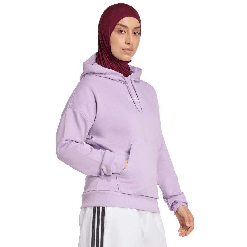 Women's adidas Essentials Linear French Terry Hoodie Purple JY0036 In preparation Adidas