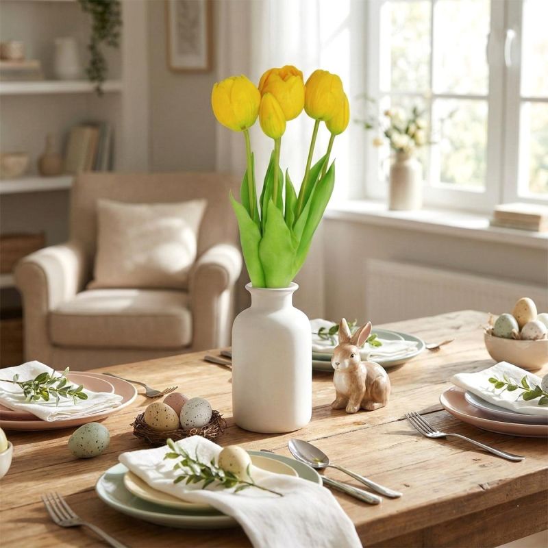 BOUQUET OF 5 YELLOW PEONY TULIPS 39 CM LIFE-LIKE SPRING DECORATION Home and Garden/Equipment Your Sports Performance