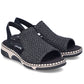 Comfortable women's black platform sandals Rieker 66241-00 Rieker