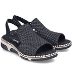 Comfortable women's black platform sandals Rieker 66241-00 Rieker