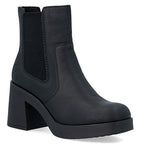 Women's Chelsea boots with a block heel, insulated, black, Rieker 58081-00