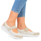 Comfortable Rieker W RKR575A openwork shoes, beige