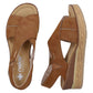 Comfortable women's wedge sandals, brown, Rieker 63782-24 Rieker