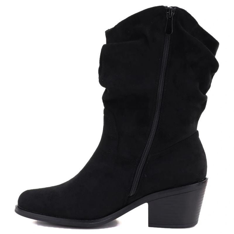 Women's ankle boots, ruffled cowboy boots, black, Vinceza HX27-16536