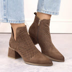 Suede high-heeled ankle boots Potocki W WOL213B brown Footwear/Lifestyle/Potocki Your Sports Performance