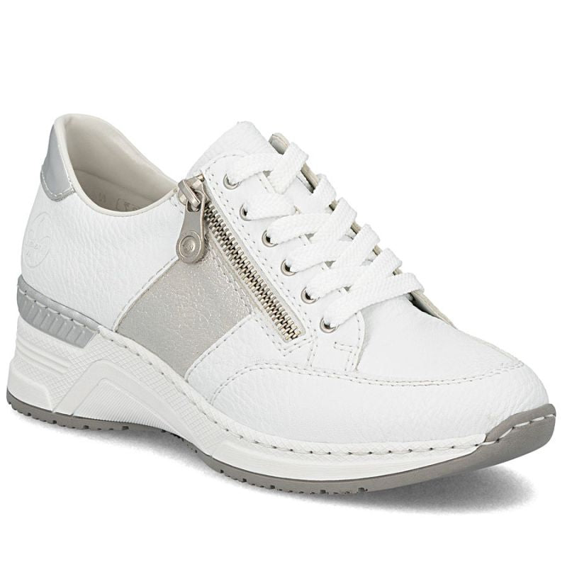 Women's sneakers with zipper, white, Rieker N4322-80 To be categorized Your Sports Performance