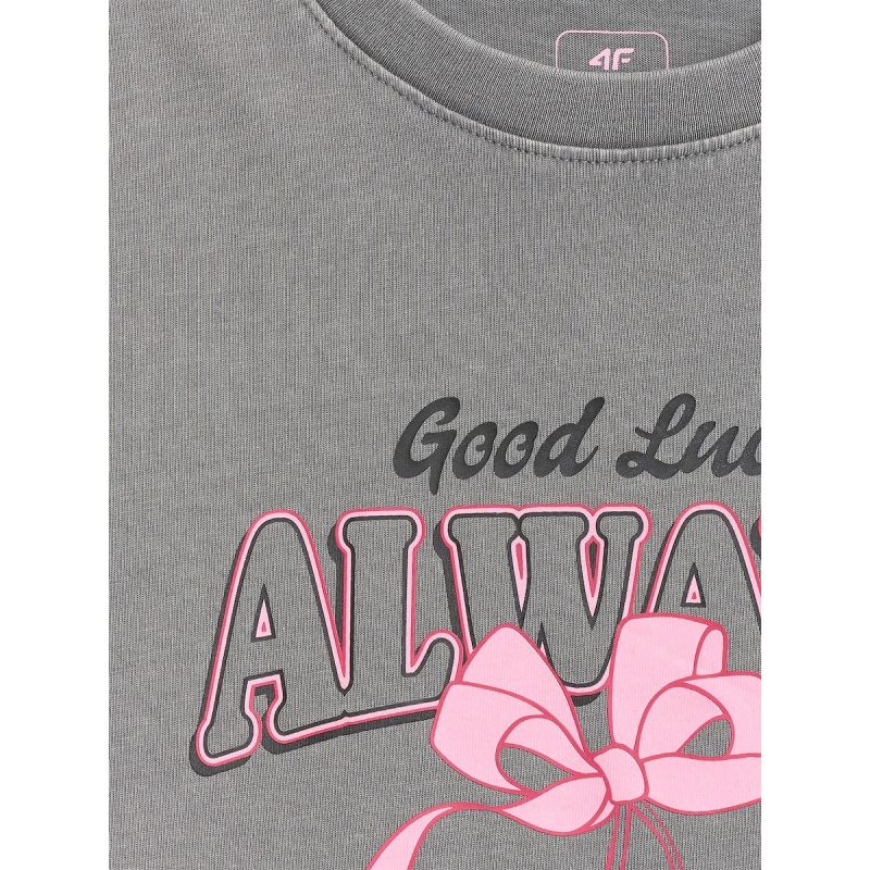 Girls' boxy T-shirt with print 4F 4FJRAW26TTSHF4239-22S