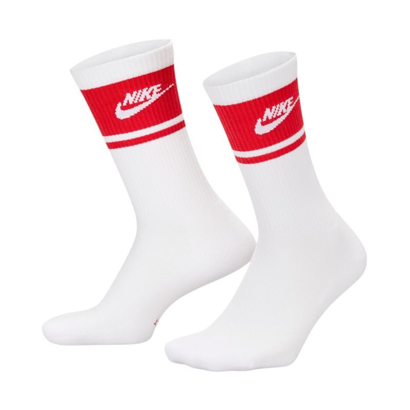 Nike Everyday Elevated Crew Socks 3 Pairs White and Red IM7949 900