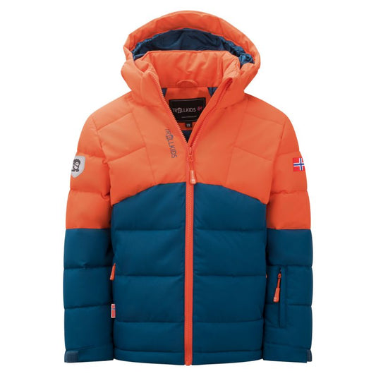 Trollkids Kids Gryllefjord Waterproof Winter Jacket Orange/Blue (365-428) In preparation Your Sports Performance
