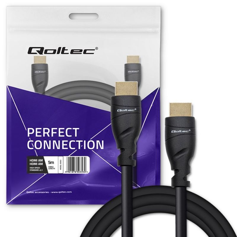 QOLTEC HDMI CABLE V2.1 ULTRA HIGH SPEED 8K | 60HZ | 26AWG | GOLD Kable i adaptery/Kable HDMI Your Sports Performance