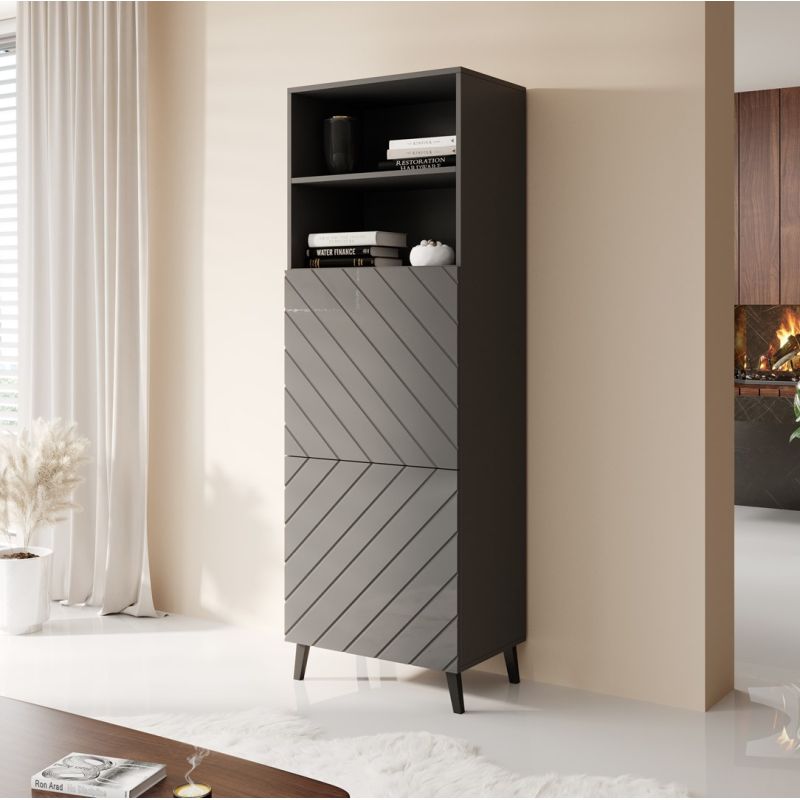 ABETO display cabinet 60x40xH176.5 graphite/glossy graphite Bufety i witryny/Bufety i witryny na drewnianej podstawie Your Sports Performance