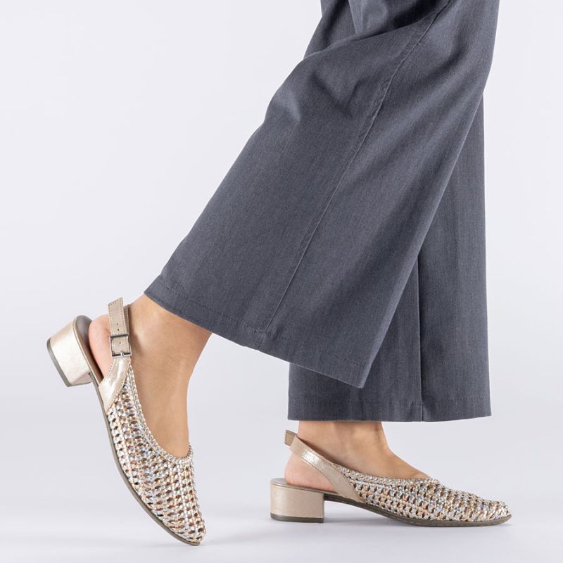 Women's metallic beige sandals Rieker 47078-90 Rieker