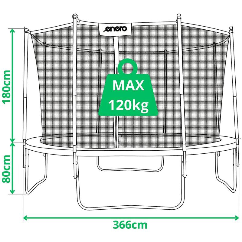 FOLDABLE GARDEN TRAMPPOLINE WITH INNER NET 12FT 366CM ENERO Home and Garden/Garden Your Sports Performance