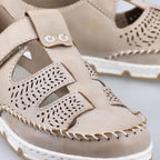 Rieker W RKR651 beige leather openwork shoes with velcro Footwear/Lifestyle/Rieker Your Sports Performance
