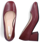 Women's leather high-heeled pumps in burgundy Rieker 44750-35