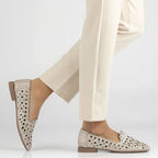 Women's leather openwork shoes, beige, Filippo DP7710 Filippo