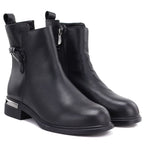 Women's black leather ankle boots D&A S.Barski MK62-7025