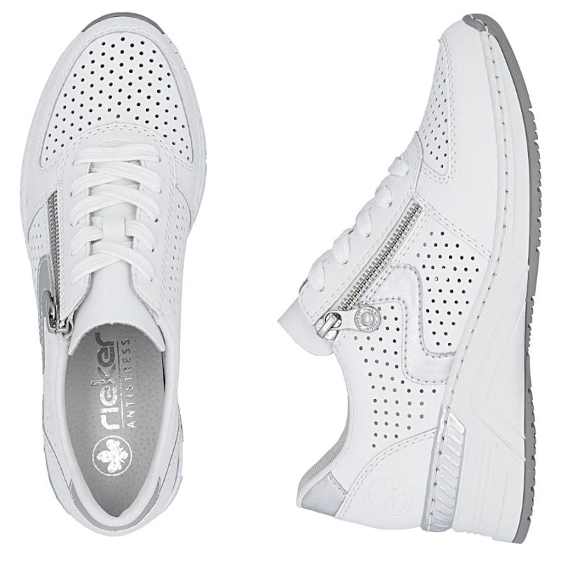 Women's leather wedge sneakers white Rieker N4340-80 To be categorized Your Sports Performance