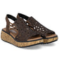 Rieker V1765-24 women's brown wedge sandals Rieker