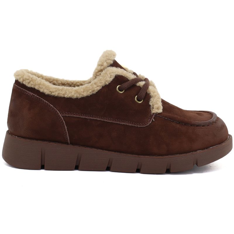 Brown leather shoes lined with sheepskin, Vinceza FIO27-67022
