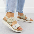 Women's beige wedge sandals Rieker 69260-60 Footwear Your Sports Performance
