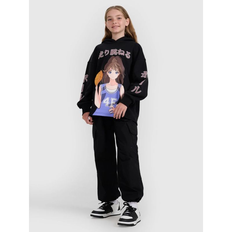 Girls' sweatshirt with hood, open, 4F 4FJRAW25TSWSF2293-20S *Kategoria tymczasowa Your Sports Performance