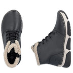 Women's leather ankle boots, insulated, black, Rieker 45946-00