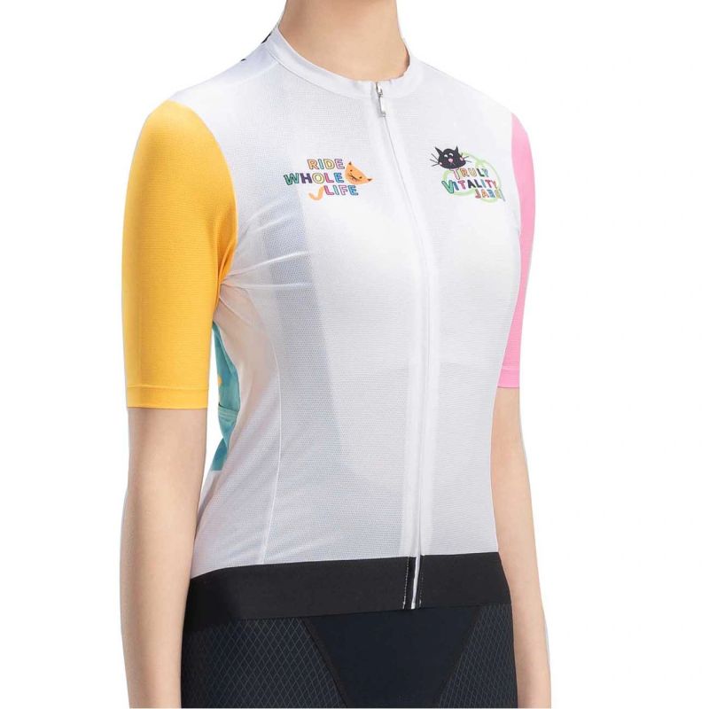 Rockbros 15210005003 S Women's Cycling Jersey with Print - White
