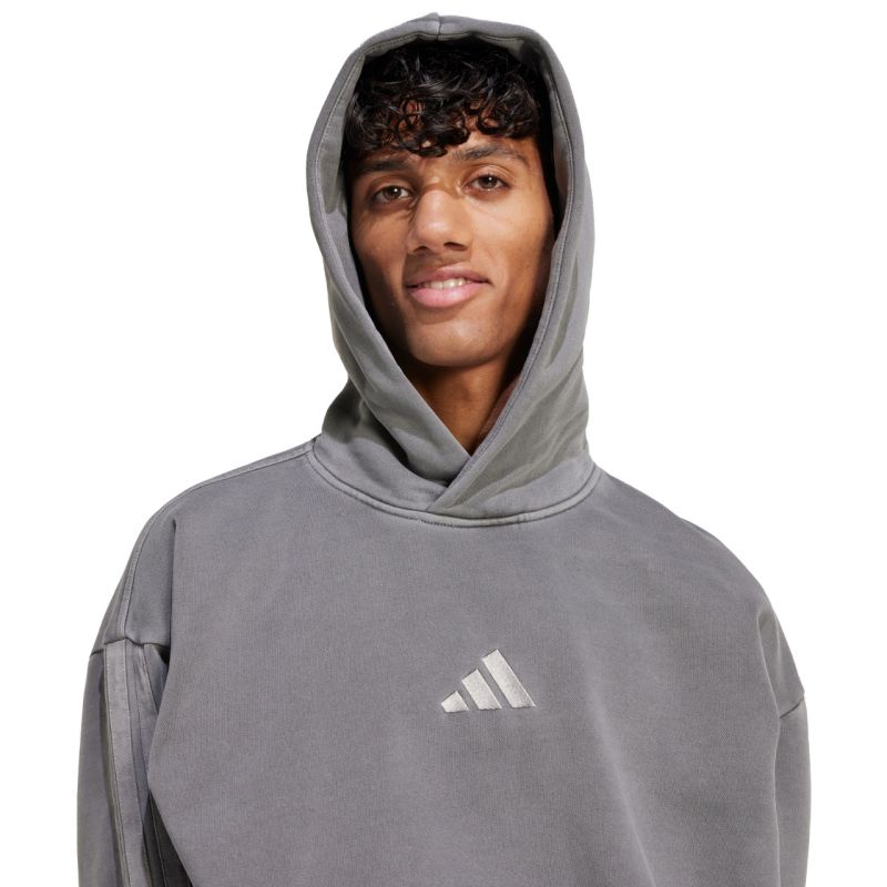 Men's adidas ALL SZN Fleece Washed Hoodie gray JL6539 In preparation Adidas