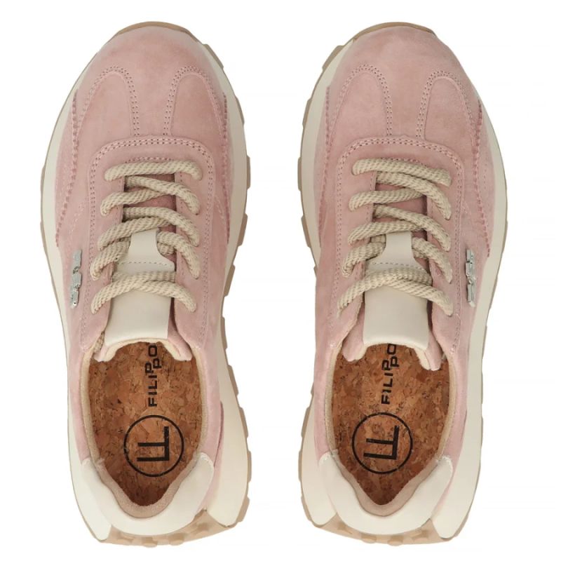 Leather platform sneakers, pink, Filippo DP7498