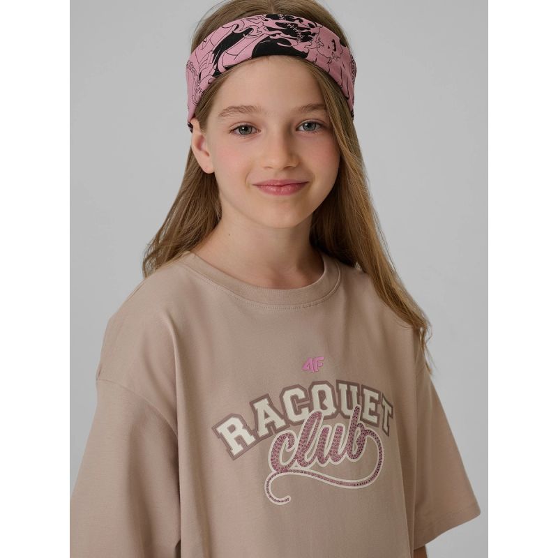 Oversized T-shirt with print for girls 4F 4FJRAW26TTSHF4242-83S