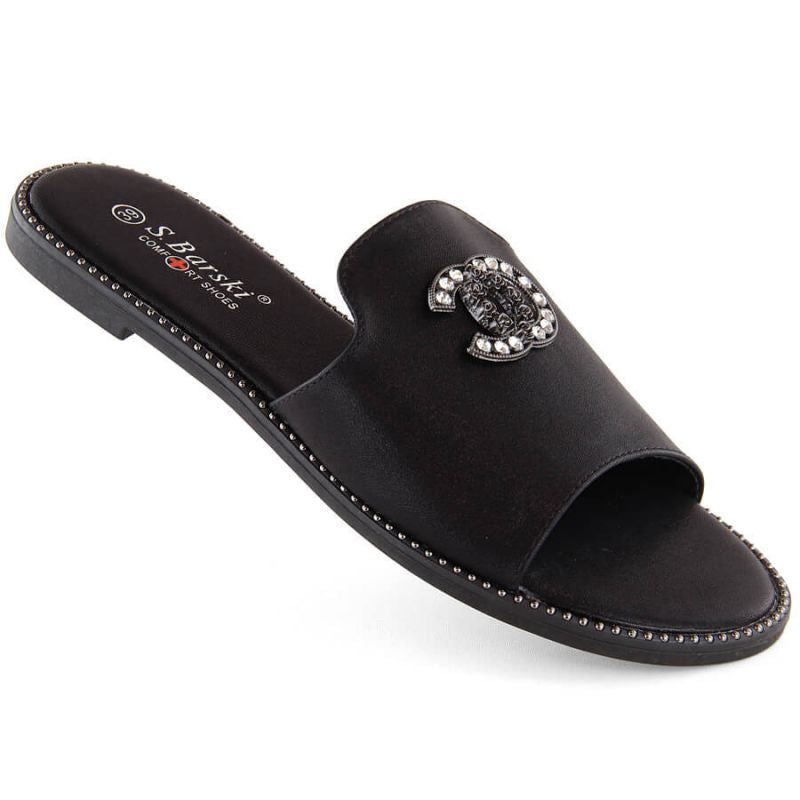 Comfortable flip-flops with rhinestones S.Barski W OLI258A, black Footwear/Lifestyle/S.Barski Your Sports Performance
