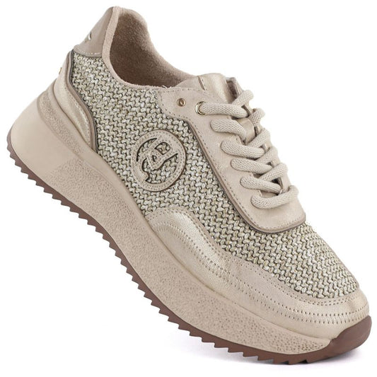 Women's leather sneakers with gold braid Gino Fabiani OL39-5 GOLD Gino Fabiani