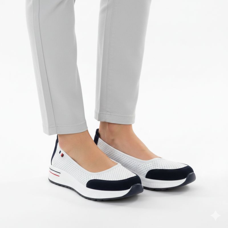 Leather ballet flats with a thick sole, openwork, white Jezzi 7815 To be categorized Your Sports Performance