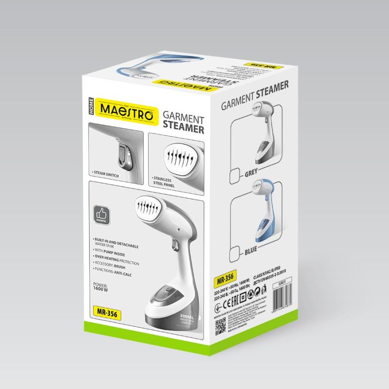1600W Maestro MR-356-GREY Garment Steamer AGD - Produkty/Parownice Your Sports Performance