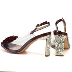 Burgundy Transparent Heeled Sandals D&A MR62-9077