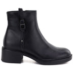 Black Sergio Leone women's leather block ankle boots